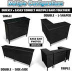 PartyLife Premium Portable Bar Table w/LED Lights, Wireless Remote, Folding Legs, Black Fabric Bar Skirt, 2 Storage Shelves & 2 Carrying Bags | Commercial Grade | Strong & Sturdy - White
