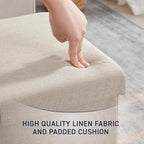 Ornavo Home 30 inch Folding Storage Ottoman with Large Storage, Foot Rest, Bedroom Bench - Beige
