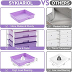 Rolling Cart with Drawers,Utility Cart with 6 Drawers,Rolling Storage Cart with Drawers and Wooden Tabletop & Lockable Wheel,Purple