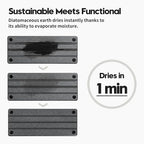 2 Pack Fast Drying Water Absorbing Diatomite Stone Mat Tray for Kitchen & Bathroom Counter - Instant Dry Sink Caddy Organizer - Vanity Holder for Soap and Sponge – Charcoal 10" x 4"