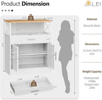 SUNLEI Farmhouse Buffet Sideboard with 2 Doors and 1 Drawer, Open Storage & Adjustable Shelf, Coffee Bar Cabinet for Kitchen/Laundry/Living Room, White