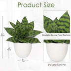 Hollyone Artificial Snake Plants 9" Faux Agave Succulent Plant Potted in White Pot Fake Sansevieria Aloe Tropical Plant for Desk Modern Office Home Bathroom Indoor Outdoor Decor