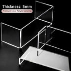 1 Set Large Acrylic Clear Display Risers, 3 Sizes 12" Rectangular Showcase Collectibles Display Shelf, 5 mm Thick Desktop Display Stand Holder for Figures, Jewelry, Perfume, Toys