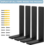 8"x 4"Shelf Brackets,L Shelf Brackets, die-cast Formation, Vertical Angle, Premium Alloy Metal Heavy Duty Shelf Bracket, high Strength Mounting Hardware Included, Corner Brace Joint,Pack of 4.