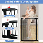 60.2"-65.7" Baby Gates Extra Wide, 40.5" Tall Dog Gate Indoor, Walk Through Pet Gates for Doorways Kitchen No Drilling Auto Close Pressure Mounted Safety Child Toddler Gate, Black