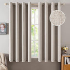 MIULEE Blackout Curtains for Bedroom Linen Texture Solid Thermal Insulated Natural Khaki Grommet Room Darkening Curtains & Drapes Luxury Decor for Living Room Nursery 52x54 Inch (2 Panels)