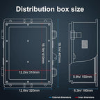 Outdoor Electrical Junction Box, ABS Water Resistant Enclosure with Internal Mounting Panel & Hinged Cover, 16.1" H* 12.2" L* 5.9" W