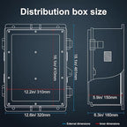 Outdoor Electrical Junction Box with High Power Outlet, ABS Water Resistant Enclosure with Internal Mounting Panel & Hinged Cover. (18.1" H* 12.6" L* 6.3" W & Outlet)