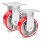 Nefish 5 Inch Industrial Fix Casters, Heavy Duty Plate Caster with No Noise Polyurethane Wheel on Steel Hub, 1000 Lbs Load Capacity Per Rigid Casters for Utility Cart, Dollies (2 Pack)