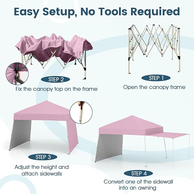 Tangkula 10x9.2 Ft Pop up Canopy with Sidewalls, UPF50+ Outdoor Tent with 8 Stakes, 4 Wind Ropes, Carry Bag, Portable Canopy Tent with Awnings for Camping, Patio, Market