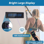Gym Timer Clock with Remote Control & Push Button,7 RGB Color, Programmable Interval Timer, Countdown/Up Stopwatch,Wall Clock for Home Gym Garage,Portable Training Accessories(Battery)