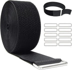 2"x16ft Reusable Cinch Strap with 10 Metal Buckles, Cut-to-Length Fastening Securing Straps, Adjustable Nylon Cable Straps and Cord Ties for Organizer or Storage, 2 inch Wide, Black