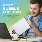 White 10.5x16 Inch Large Poly Bubble Mailers #5 | Padded Envelopes with Self Seal | Air Lined Cushioned Bubble Mailer | Usable Size 10.5x15 | 200 Pack Bulk | Lightweight shipping Bags
