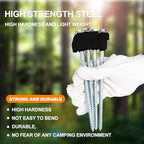 12 Pack Screw in Tent Stakes Heavy Duty,8 ’’ Ground Anchors Screw in,Metal Stakes with Hex Head Driver and Sturdy Storage Box. (12, Black)