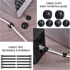 Cable Management Box, 2 Pack Large & Medium Cable Organizer Box with 17 PCS Cable Management Set, Cord Organizer Box to Hide Surge Protector on Desk or Floor (Black)