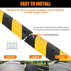39.4" Rubber Speed Bumps 2 Pack - Heavy Duty Driveway & Parking Cable Protector Ramps, 2-Channel Modular Design for Asphalt & Gravel Roads, Includes 6 Bolts & Spikes