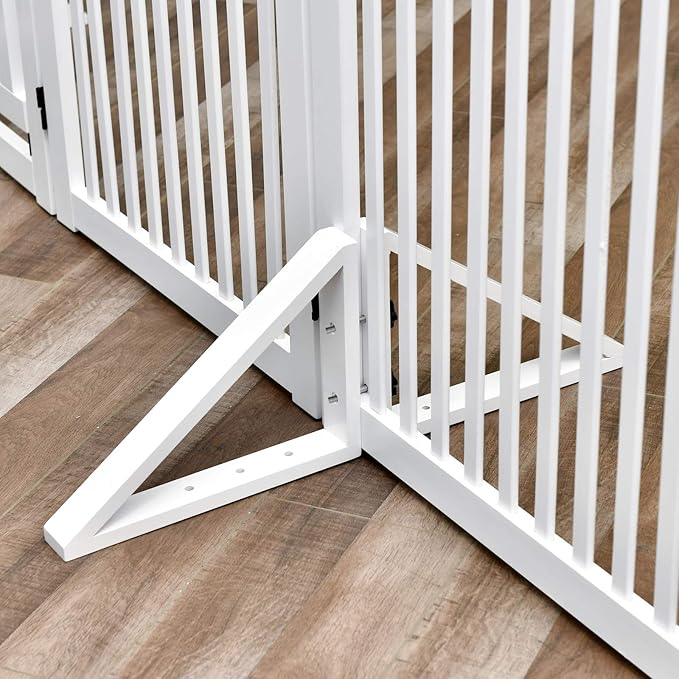 WELLAND Triangle Support Feet Set of 2 for 360 Degree Configurable Gate Collection, Solid Pine Wood, Easy to Install, 2 Pairs of Safety Fence Feet for Freestanding Pet Gates, White (Only Feet)