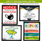 8.5" x 11" Acrylic Sign Holder Wall Mount, Plastic Magnetic Display Frame With Tape,Clear Plexiglass Self-adhesive Plastic Display Frame, Door/Window Sign Holder 3 pack No Drilling