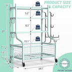 PLKOW Dumbbell Rack, Weight Rack for Dumbbells, Home Gym Storage for Dumbbells Kettlebells Yoga Mat and Balls, All in One Workout Storage with Wheels and Hooks, Powder Coated Finish Steel
