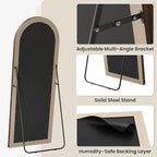 Arched Full Length Floor Mirror 63"x21", Triple-Layer Solid Wood Frame, Rustic Farmhouse Full Body Mirror with Stand for Bedroom, Entryway & Living Room, Walnut Finish