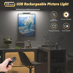 Lightbiz Picture Light, 20inch 6000mAh Rechargeable Picture Lights for Wall Battery Operated Wall Lights, 3 Colors Paintings Light Dimmable Art Light for Artwork, Gallery (Silver)