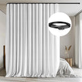 Room Divider Curtains with Flexible Ceiling Tracks Set,Blackout Curtain Ceiling Mount Curtain Track Privacy Room Dividers Ceiling Track Curtain Rod(White Drape & Black Rail W 12.5 × H 7 FT)