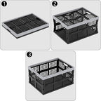 30L Large Plastic Folding Storage Crates, Collapsible Crates for Storage, Pack of 3 (Black)