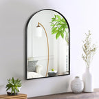16" x 20" Black Arched Mirror, Arch Bathroom Wall Mirror, Metal Frame Arched Top Bathroom Vanity Mirror for Living Room, Bedroom, Entryway, Tempered Glass, Shatter Proof