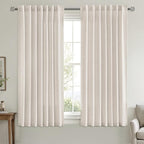 MIULEE Non-See-Through Privacy Linen Curtains 2 Panels, Light Filtering Window Curtains Farnhouse Textured Back Tab Semi Sheer Drapes for Bedroom Living Room, 52 x 63 Inches Long, White