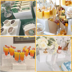 Large Buffet Risers Set of 4, 16"x8"x5" Display Stands, White Acrylic Food Risers for Party, Dessert Table, and Catering, Nesting and Stackable Display Risers