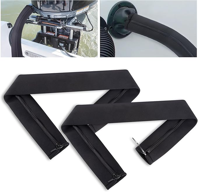 2PCS 48-Inch Trolling Motor Cable Sleeve,Zippered Rigging Sleeve,Made of Neoprene Thick Trolling Motor Sleeve,Great for Cover Wire and Extension Cords, Organized Cable Management (Black)