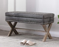 chairus PU Leather Upholstered Storage Entryway Bench, 36 inch Bedroom Bench Seat with X-Shaped Wood Legs for Living Room, Foyer or Hallway - Gray