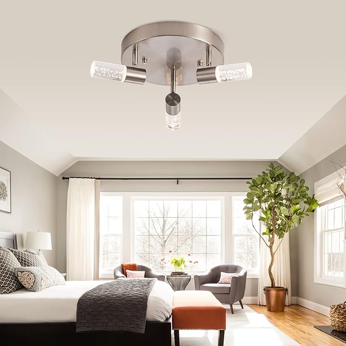 Directional Flush Mount Ceiling Spot Light Fixture,3D Generation Canopy Switch Dimmable 3000k 4000K 6000K Color Change Track Lighting Kit,Rotatale Ceiling Track Lighting Fixture for Dining Room…
