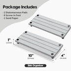 2 Pack Fast Drying Water Absorbing Diatomite Stone Mat Tray for Kitchen & Bathroom Counter - Instant Dry Sink Caddy Organizer - Vanity Holder for Soap, Sponge – Light Gray 10" x 4"