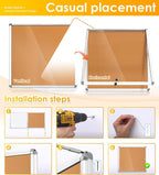 SWANCROWN Enclose Bulletin Board Case Big School Cork Pin Noticeboards Secure Cabinet for Message Guide 38x38inches (12xA4)