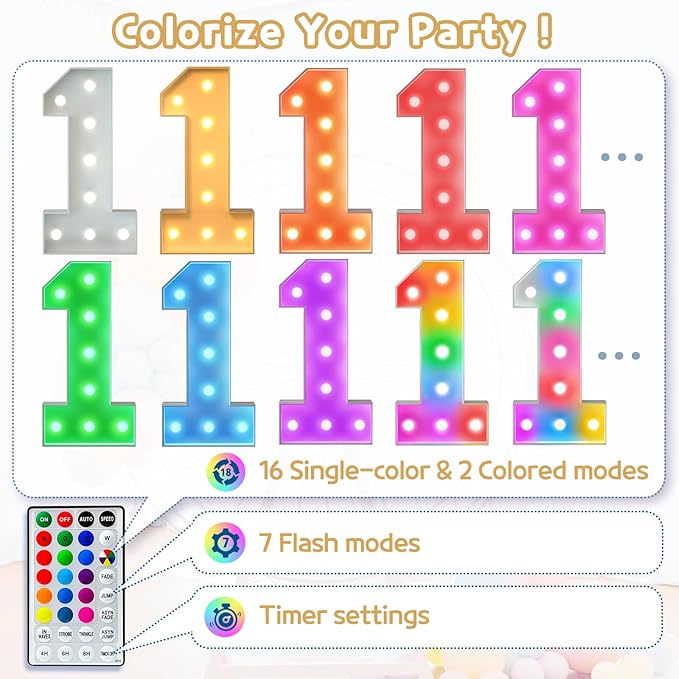 Marquee Numbers Colorful 50th Birthday Decoration: 4FT Large Light Up 50 Year Old Birthday Decorations Anniversary Backdrop Cardboard Sign 18 Colors Number 50 Mosaic Balloon Frame