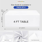 HolidayIdeas Fitted Tablecloths for 4 Ft Rectangle Folding Table, Wrinkle Resistant Washable White Table Cover 24x48 Inch for Vendor Booth Display, Banquet, Trade Show, 4 Pcs