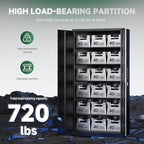 Letaya Metal Garage Storage Cabinets with Lock-72 Tall Tool Organizer Steel Lockers, 5 Adjustable Layers Shelves for Home,Office,Warehouse,Garage,(Black-72“)