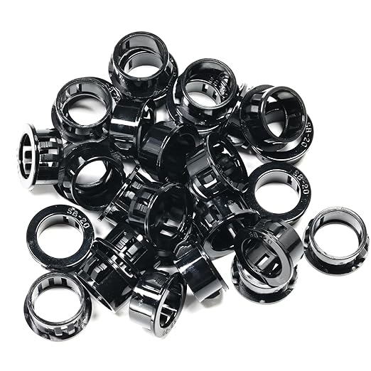 30 pcs Black Snap Bushing 3/4" (20 mm) Mounting Diameter, Plastic Cable Hole Grommets for Wiring, Round Nylon Snap in Locking Electrical Wire Cord Hose Tubing Bushings Grommets Protectors