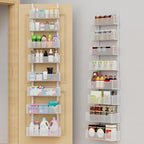 Over The Door Organizer, 8-tier Metal Door Organizer Hanging with Adjustable Baskets, Behind The Door Storage for Bedroom Closet Bathroom Pantry Cabinet Kitchen, White