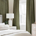 MIULEE Linen Texture Curtains for Bedroom Solid 100% Blackout Thermal Insulated Light Olive Green Curtains Grommet Room Darkening Drapes for Living Room Nursery 52x45 Inch (2 Panels)