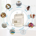 MAX Houser 5-Shelf Over The Door Hanging Organizer with 2 Metal Hooks，5 Pocket Over The Door Wall Mount Storage with Clear Windows for Baby Nursery Bathroom Closet,Bedroom,Dorm(Beige-2 Pack)