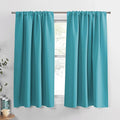 PONY DANCE Blackout Curtains Set - Window Treatments Rod Pocket Draperies Light Block Curtain Panels for Kids' Room Kitchen & Bathroom, W 42 by L 45 inches, Blue Mist, 2 Pieces