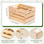 Weysat 3 Pack Large Wood Crates Box for Storage 16 x 12 x 9.5 Inches Unassembled Wooden Milk Crates with Handle Decorative Nesting Box for Winter Display Rustic DIY Office Home Retail Art Craft (Wood)