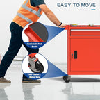 5-Drawers Red Tool Chest, 2-in-1 Mechanic Rolling Tool Box Removable Lockable Tool Storage Cabinet, Metal Tool Cart with Drawers and Wheels for Garage, Workshop
