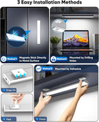 Under Cabinet Lights, 14'' LED Rechargeable Battery Operated Motion Activated Night Light Indoor, 3200mAh Magnetic Dimmable Closet Lights, 6500K Wireless Under Counter Light for Kitchen, Stair, 3 Pack