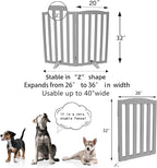 Freestanding Dog Gate Indoor,Doggie Gate Foldable Pet Gates for Doorways,Stairs or Hallways, Wooden Grey Pet Gate for The House, Pet Fence with Support Feet Included,32 "Height-2 Panels