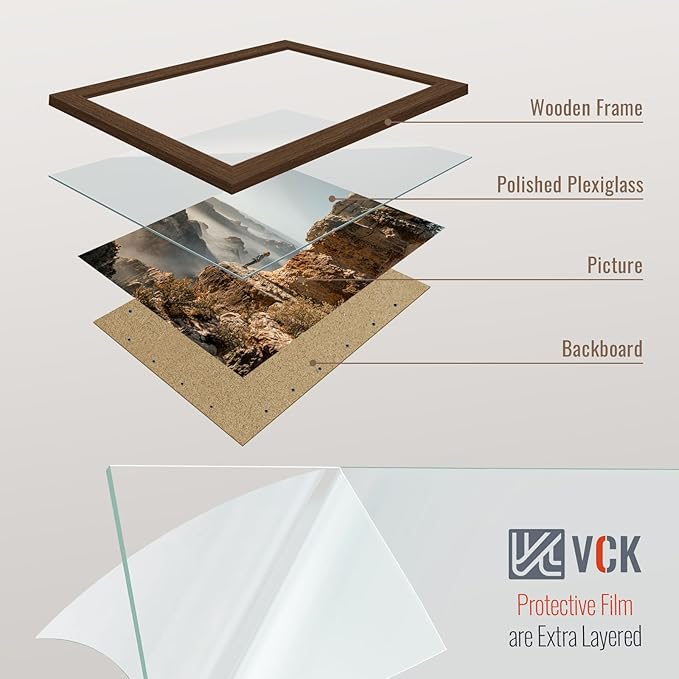 VCK 14x24 Frame Set of 5, Brown Wood Picture Frame, Exclusive Wood Grain, Wall Hanging