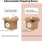 Edenseelake 40 Pack 8x6x6 inches Shipping Boxes Corrugated Cardboard Boxes for Packing, Moving, Mailing, Brown