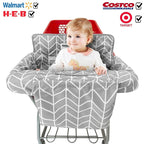 2-in-1 Shopping Cart and High Chair Cover for Baby, Padded Cover, Fold'n Roll Style, Portable with Carry Bag (Gray Arrow)